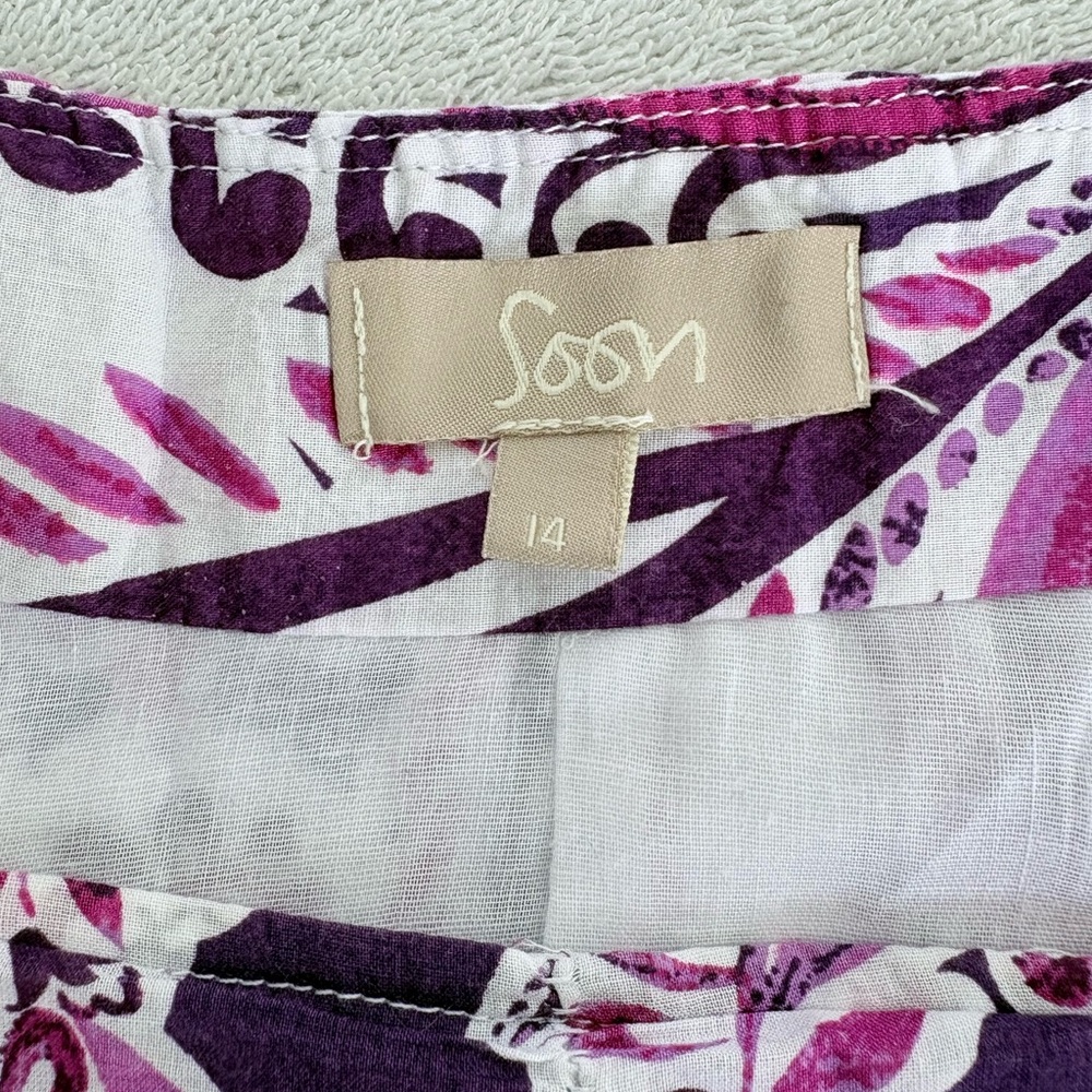 Purple Paisley Floral Flare Bohemian Midi Summer Skirt Plus SZ 14 US 100% Cotton - Picture 5 of 7